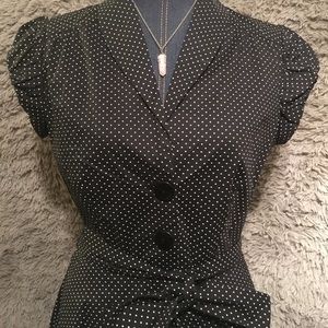 White polka dot dress.